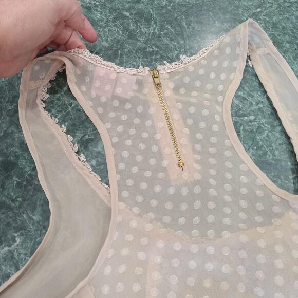 Love On A Hanger Lace Crochet Sheer Dot Tank Top Size Large Boho Fairy Cottage - Picture 8 of 11